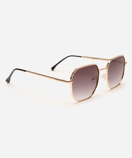 óculos de sol oval triton unissex dourado UNICO