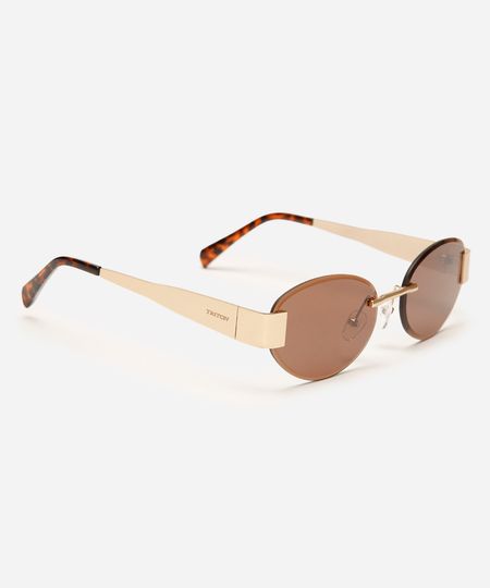 óculos de sol oval triton dourado UNICO