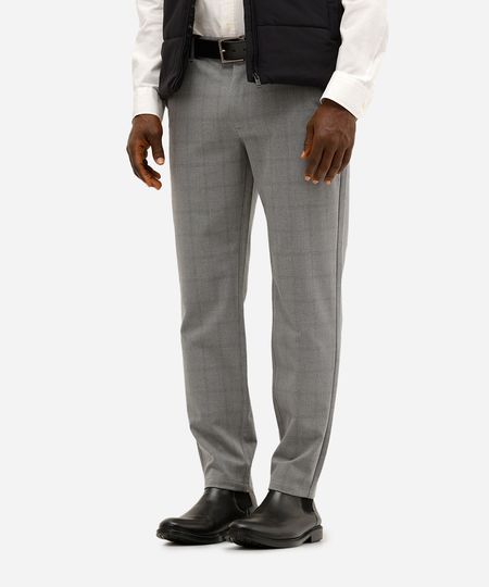 calça slim masculina xadrez com bolsos cinza 44
