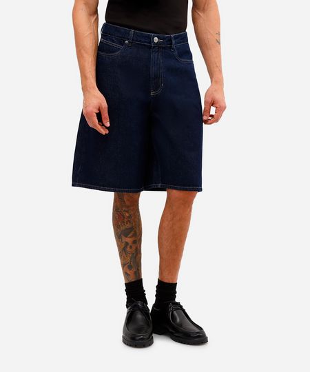bermuda jorts masculina jeans azul 38