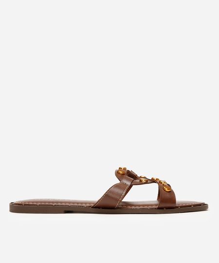 rasteirinha com tachas oneself marrom 34