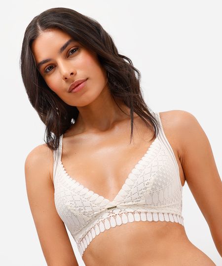 sutiã triângulo feminino de renda - off white 40 sutiã triângulo feminino de renda - off white 40