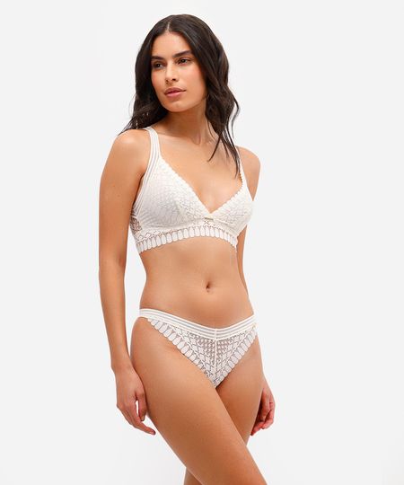 calcinha fio dental de renda off white GG calcinha fio dental de renda off white GG