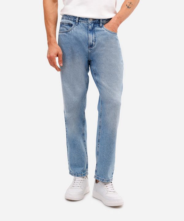 calça reta masculina jeans azul 44