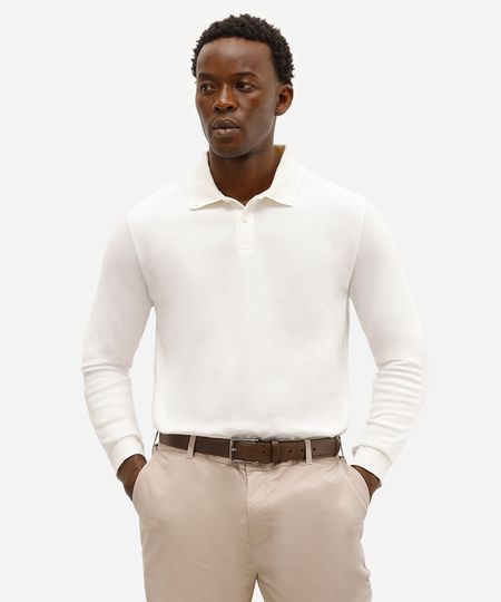 polo masculina de algodão gola canelada off white G polo masculina de algodão gola canelada off white G