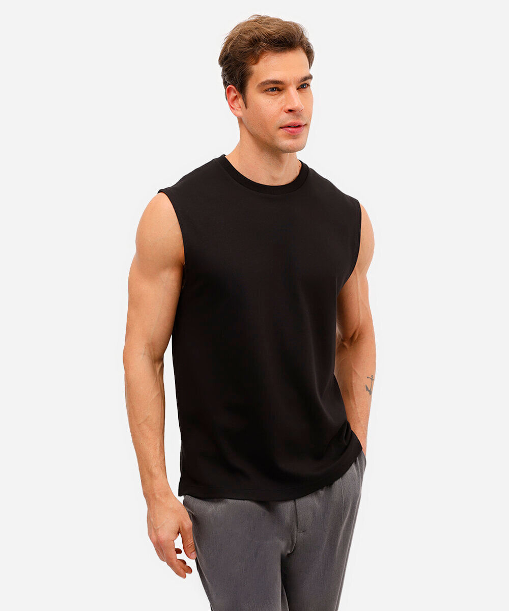 regata de algodão peruano alça larga preta