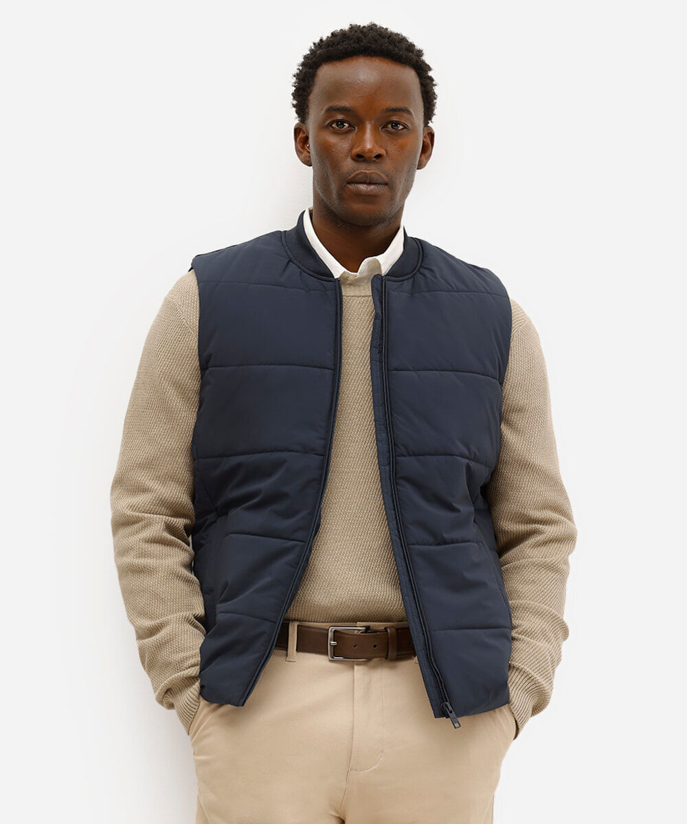 colete masculino puffer azul