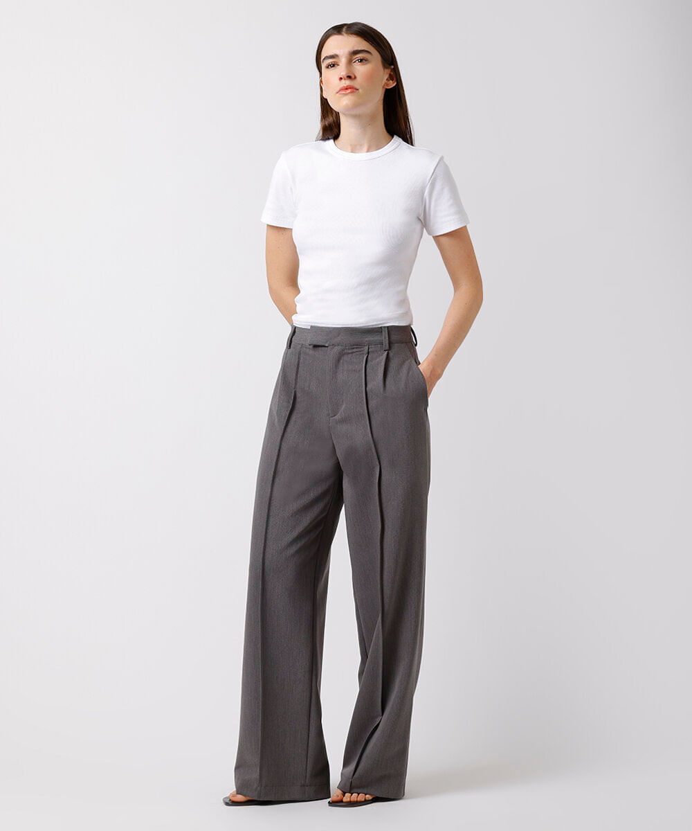 calça feminina de alfaiataria mindset cinza