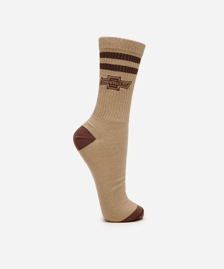 meia cano alto de algodão chevrolet bege 37-40 meia cano alto de algodão chevrolet bege 37-40