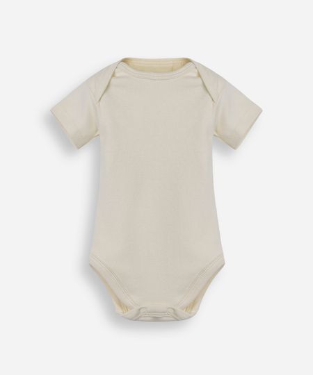 body infantil de algodão manga curta amarelo 3-6