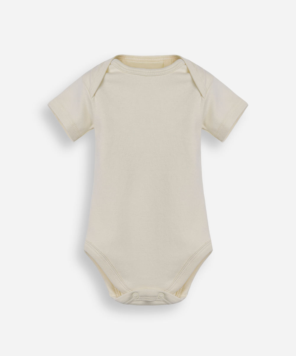body infantil de algodão manga curta amarelo