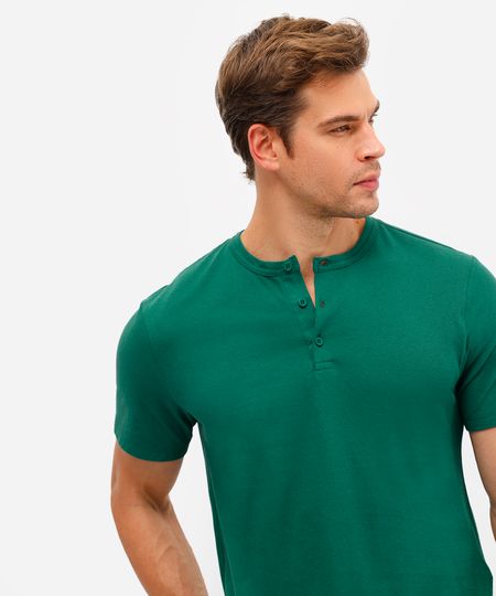 polo masculina gola padre com botão piquet verde P polo masculina gola padre com botão piquet verde P