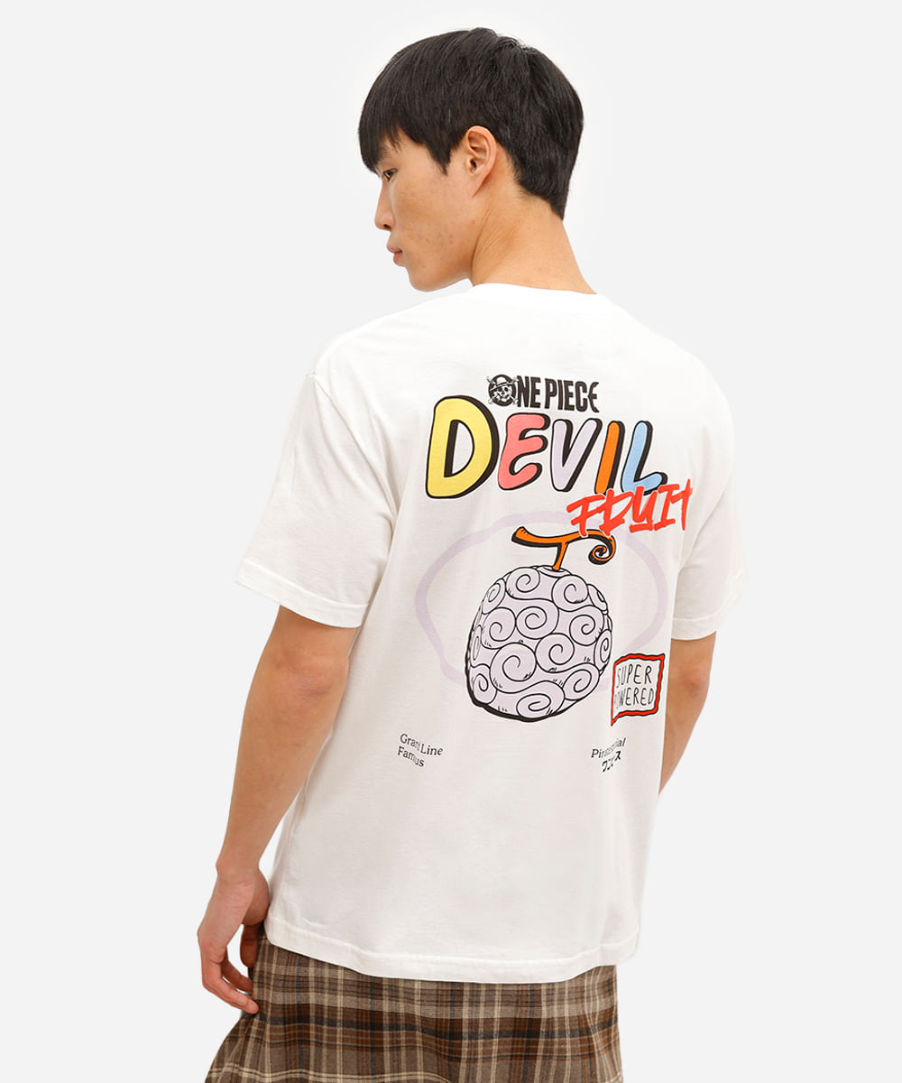 camiseta masculina de algodão one piece off white