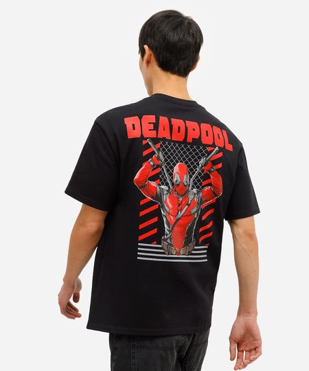 camiseta masculina de algodão deadpool preta G camiseta masculina de algodão deadpool preta G