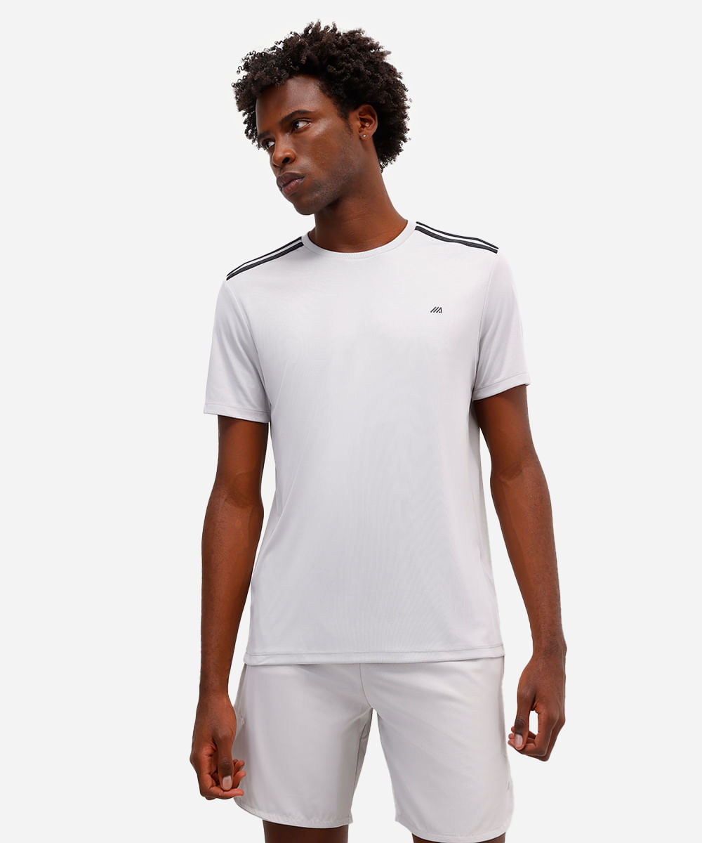camiseta masculina esportiva ace com listras cinza