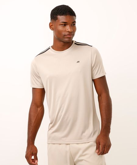 camiseta masculina esportiva ace com listras bege P camiseta masculina esportiva ace com listras bege P