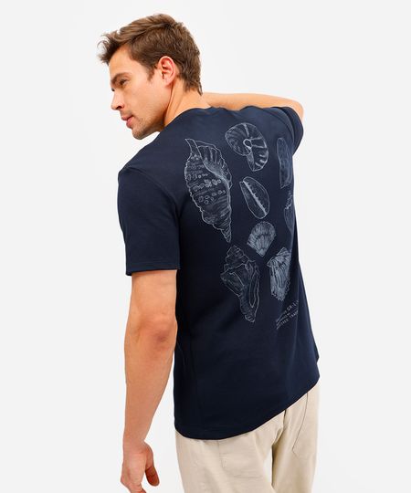 camiseta comfort masculina conchas azul P
