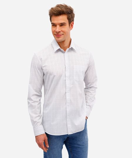 camisa manga longa quadriculada azul G