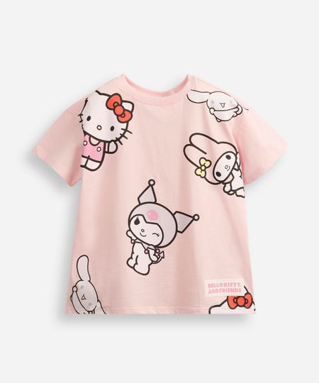 camiseta infantil de algodão hello kitty rosa 10