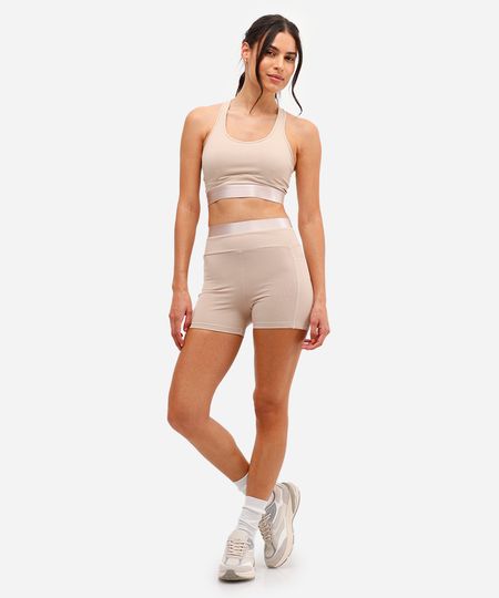 bermuda feminina esportiva ace com bolsos bege M