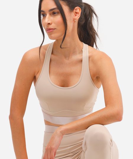 top nadador feminino esportivo ace bege M