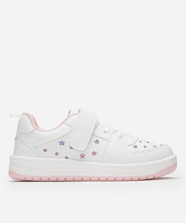 tênis infantil estrelas com glitter e velcro branco 31