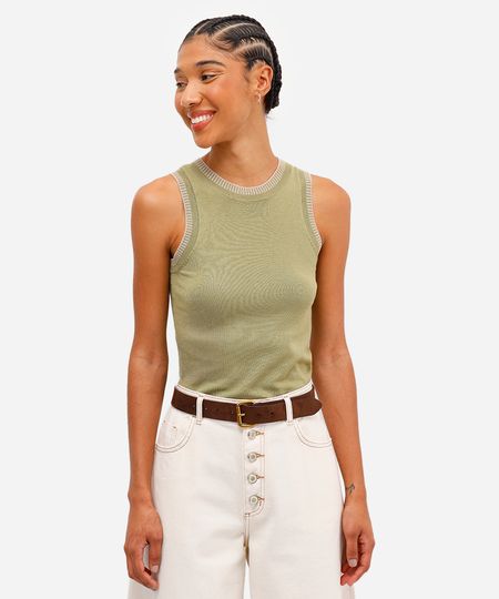 regata feminina de tricot verde PP regata feminina de tricot verde PP