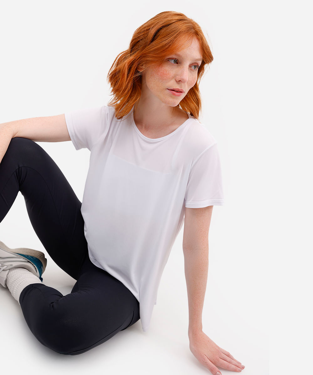 camiseta de poliamida esportiva ace com recorte branca