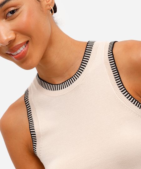 regata feminina de tricot bege PP regata feminina de tricot bege PP