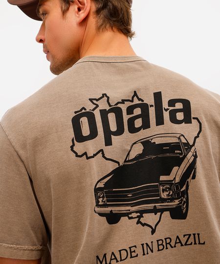 camiseta masculina de algodão chevrolet opala marrom G