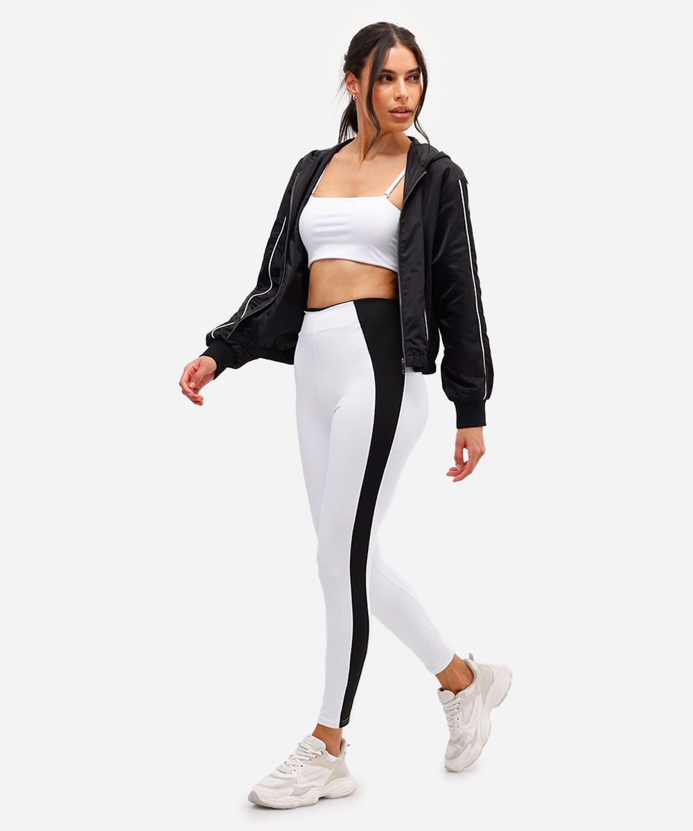 calça legging feminina esportiva ace com recortes laterais branca