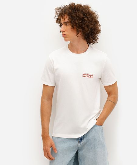 camiseta masculina nature heals off white P camiseta masculina nature heals off white P