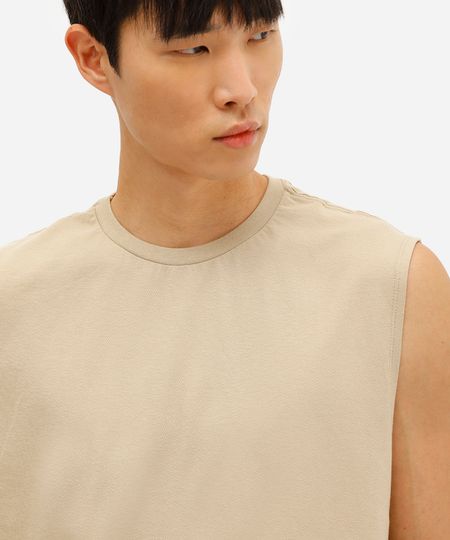 regata machão básica comfort de algodão bege PP regata machão básica comfort de algodão bege PP