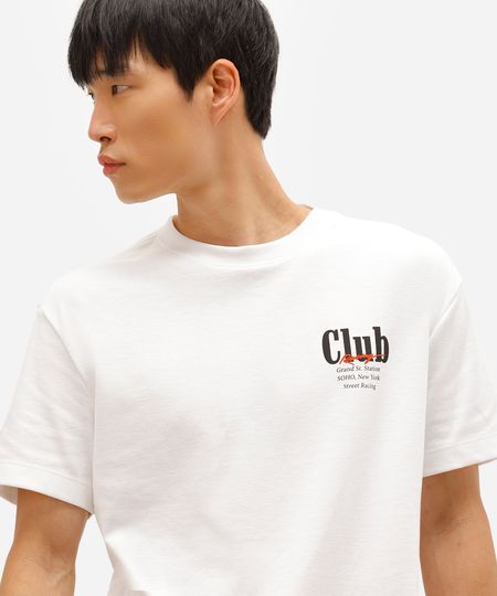 camiseta masculina manga curta racing club off white P