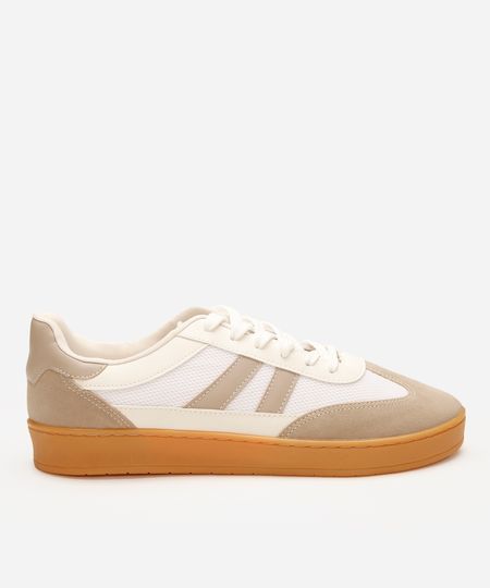 tênis casual masculino com recortes texturizado ace off white 38