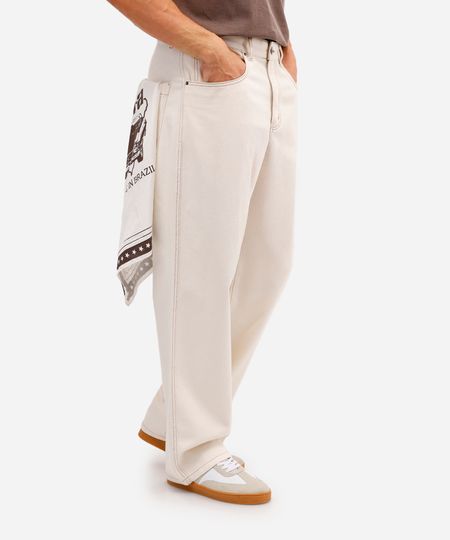 calça baggy masculina de sarja off white 42 calça baggy masculina de sarja off white 42