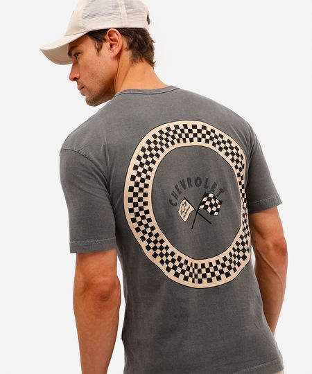 camiseta masculina de algodão chevrolet estonada cinza P camiseta masculina de algodão chevrolet estonada cinza P