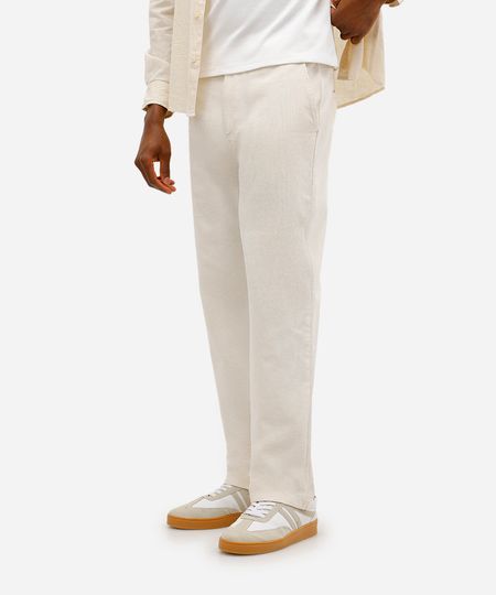 calça masculina de alfaiataria com linho off white 40 calça masculina de alfaiataria com linho off white 40