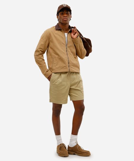bermuda masculina de sarja com pregas bege M