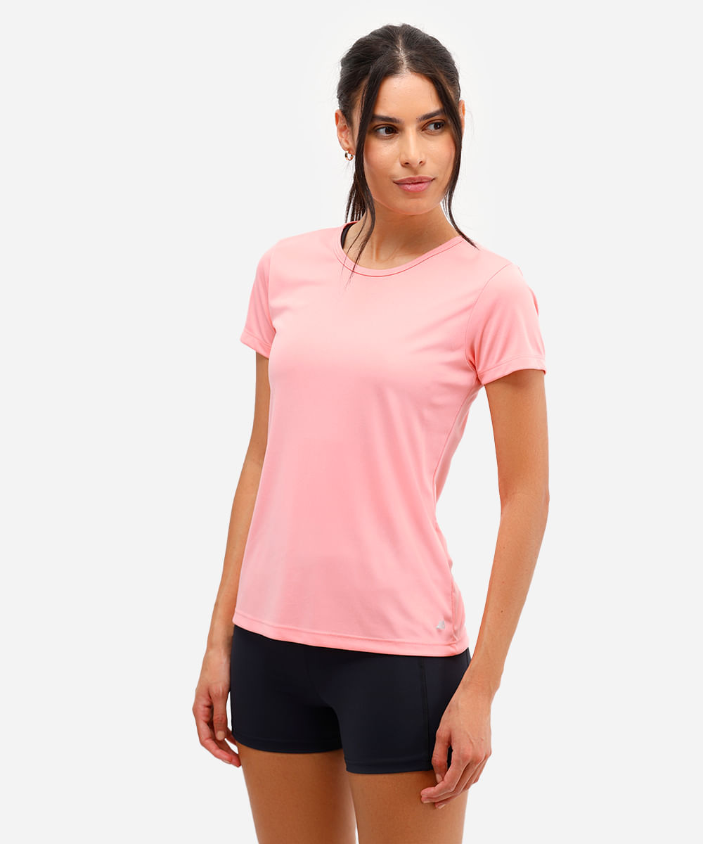 blusa feminina básica manga curta esportiva ace rosa