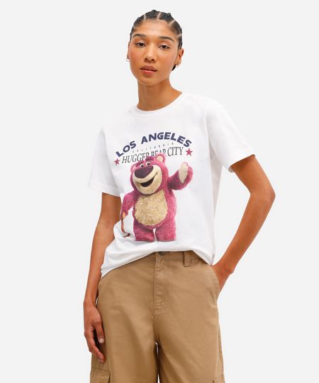 camiseta feminina de algodão lotso toy story off white GG
