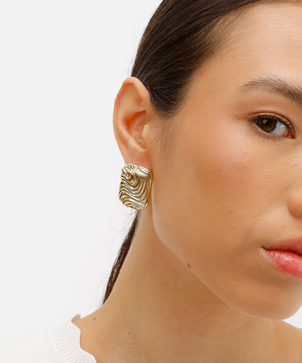 brinco texturizado mindset dourado