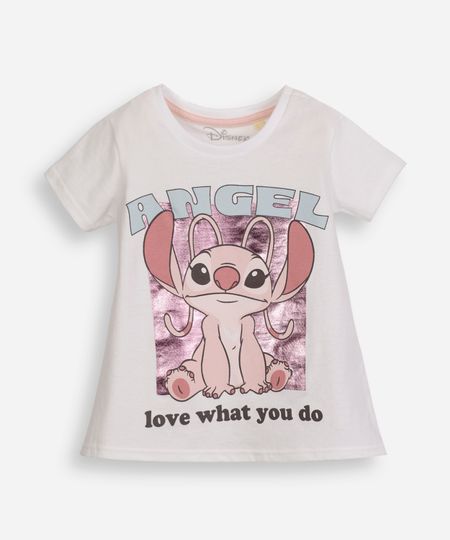 camiseta infantil de algodão angel stitch metalizada off white 2