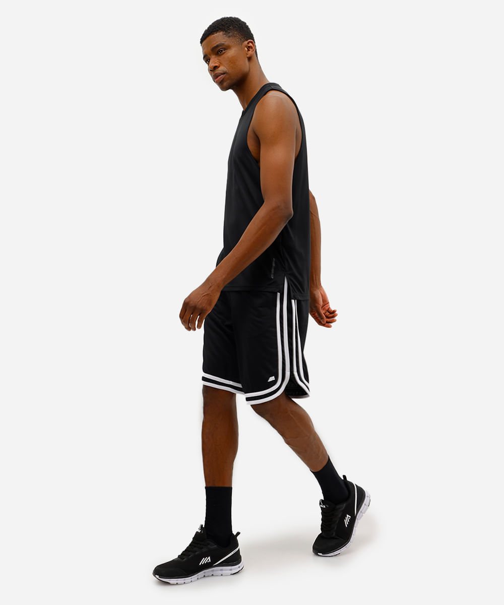 bermuda basquete masculina esportiva ace texturizada preta