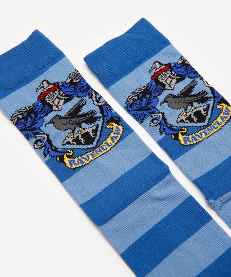 meia cano longo harry potter corvinal listrada azul 41-43