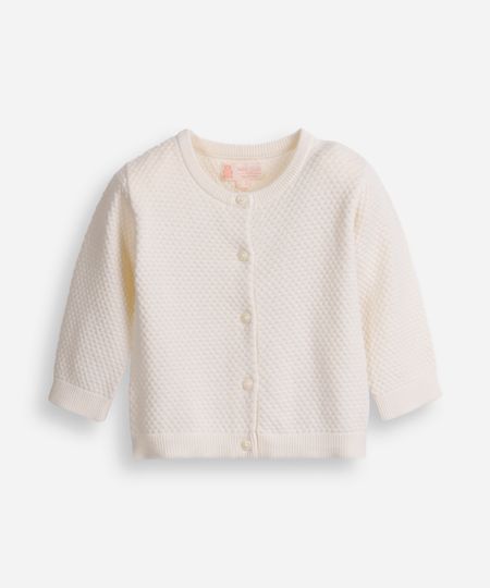 cardigan infantil de tricot texturizado off white 6-9 cardigan infantil de tricot texturizado off white 6-9