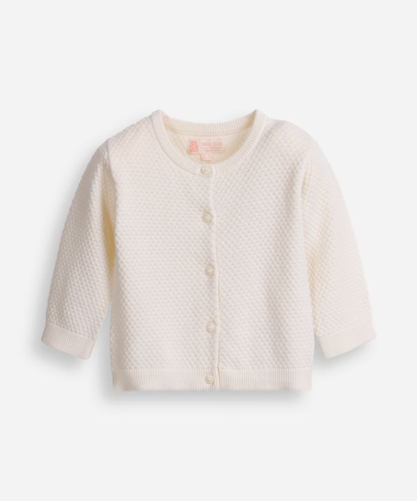 cardigan infantil de tricot texturizado off white 18-24