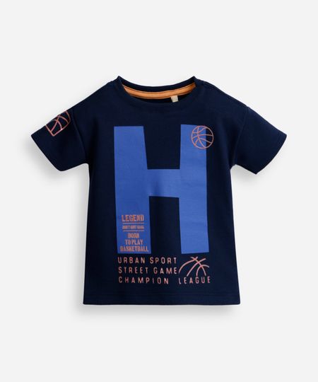 camiseta infantil com algodão estampada azul 1 camiseta infantil com algodão estampada azul 1