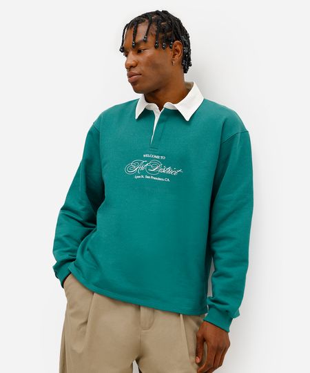 polo masculina de moletinho manga longa art district verde P