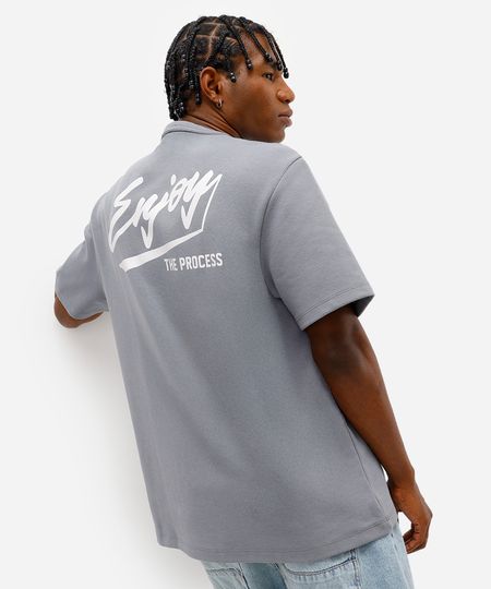 camiseta masculina de algodão enjoy - azul jeans PP camiseta masculina de algodão enjoy - azul jeans PP